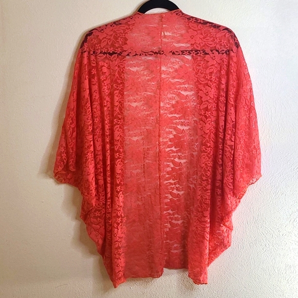DNA Couture Y2K coral lace vintage kimono/swim cover sz L - Picture 4 of 7